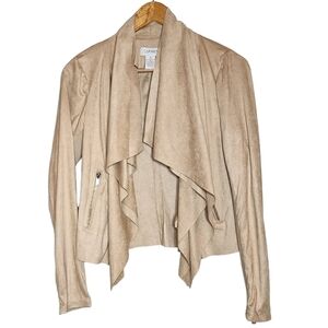 Carmen faux suede waterfall open front cardigan jacket